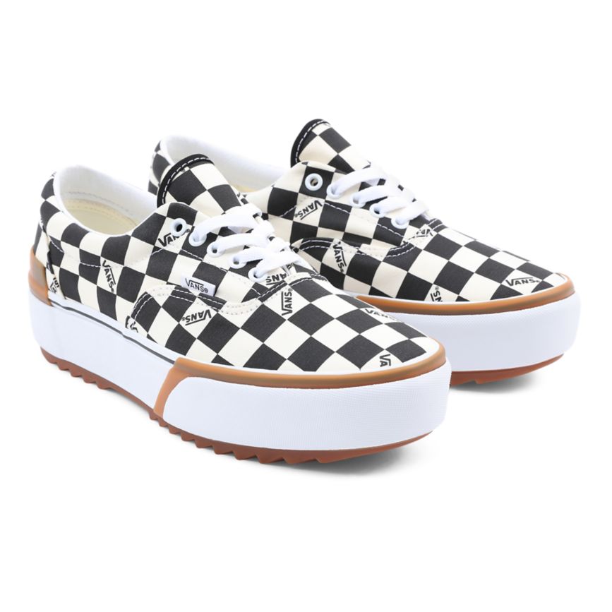 Vans Checkerboard Era Stacked Dam Vita/Svarta - Vans Classics Rea Online (AVLOK4810)